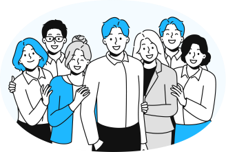 児童福祉司としてチームで活躍する、多様なバックグラウンドを持つ職員たちのイラスト