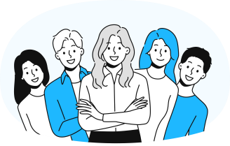 児童心理司としてチームで活躍する、多様なバックグラウンドを持つ職員たちのイラスト